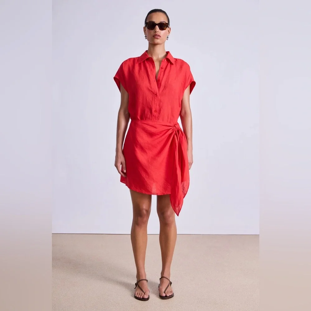 Apiece Apart San Vito Sarong in Poppy Red - Picture 2 of 11